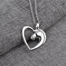 Fashion New jewelry plated white K Horse in Heart Necklace Pendant Necklace