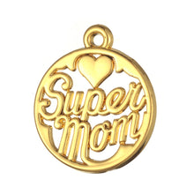 my shape 10pcs Word Love Super Mom Charm Antique Silver Plated Women's Hear