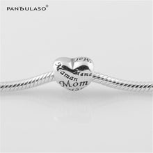 Pandulaso Mom Vintage Heart Silver Beads For Jewelry Making Fit Charms Silv