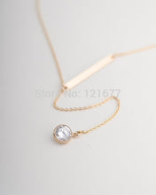 New Brand Fashion Thin Gold Color Simple Link Chain Necklace One Big Crysta