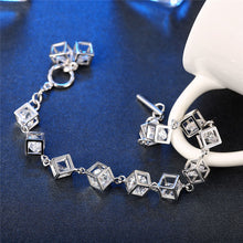 GAGAFEEL Square Bracelet 925 Sterling Silver Women Jewelry Zircon Crystal B