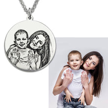 Personalized Sterling Silver Photo Engraved Necklace Handmade Photo Disc Ba