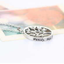 LASPERAL Silver Color Necklace Oval Shaped Hollow Family Tree Pendant Neckl