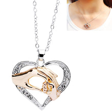 KUNIU 2017 New Arrival Hand Holding Love Heart Pendant Necklace Rose Gold M