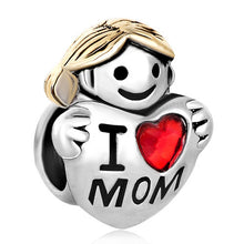 LeoBon Mother Daughter Charms Silver American Girl Charm I Love Mom Beads F