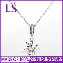 LS Teddy Bear Mom Dangle Charms 100% 925 Sterling Silver Charm Beads Fit Eu