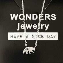 Mom Jewelry Hollows North Star Bear Pendant Women Necklace Gold Color Stain