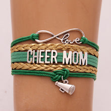 Infinity Love Cheer Mom Bracelet & bangles Megaphone charm leather braided