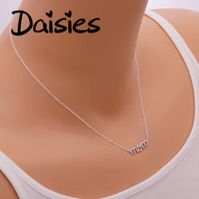 Daisies Personalized Choker Necklace Gold Silver Handwriting Letter "Mom" P