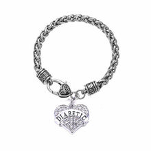 Drop shipping DIABETIC Bracelets DIY Vintage Crystal women men Heart Charm