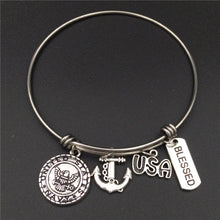 2.5 inch Stainless Steel Wire Bangle Military Navy Charm Bangle DIY GIft Je