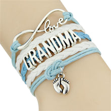 Infinity love mom grandma bracelet heart feet charm Bracelet for women Leat