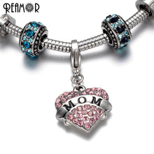 REAMOR 316l Stainless Steel Full Crystal Letter Mom Tiff Heart Floating Dan
