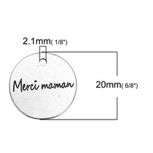 10PCs 20mm Retro Silver French 'Thanks' Mom Charm Pendant Fit DIY Jewelry N