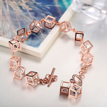 GAGAFEEL Women Bracelet Real Sterling Silver Jewelry Rose Gold Color Shinin