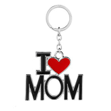 Family Jewelry Gift Enamel Heart I Love MAMA/MOM/DAD/PAPA Carton Key Chains