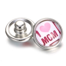 10pcs/lot New Snap jewelry I Love Mom Round Glass mini buttons Jewelry fit