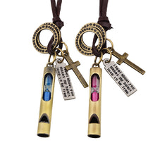 New Valentine Couples Lover's Whistle Pendant Necklace with sandglass Valen