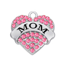 my shape 5pcs Zinc Alloy Rhodium Plated MOM Mother Gift Clear Pink Blue Cry