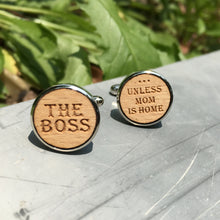 The Boss Unless Mom/Mum Is Home Wooden Cuff Links Fathers Day Gift X 1 Pair
