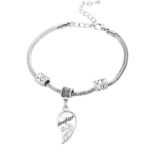 2PCS Silver Plated Mother Daughter Broken Heart Bracelet Bangle Mom Women G