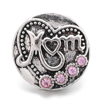 10pcs/lot Vintage Mom Crystal 18mm Metal Xinnver Snap Button For Bracelet W