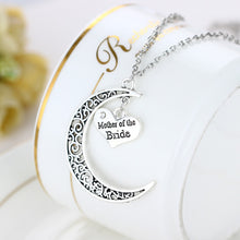 Bespmosp Charm Bride Mother Gift Hollow Moon Heart Crystal Pendant Necklace