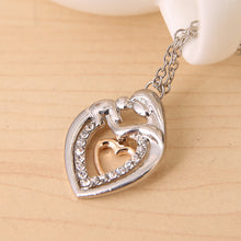 Heart Shaped Mom And Baby Necklaces Mum Son Daughter Child kid Crystal Rhin