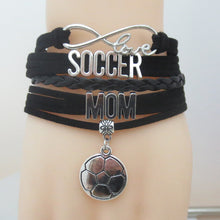 Infinity love soccer mom bracelet football charm leather bracelets bangles