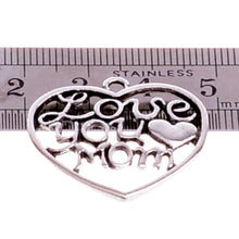 Love You Mom Heart Charm For Pendant Necklace Bracelet Keychain Jewelry Fam