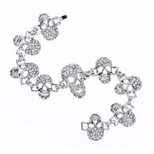 Skull skeleton chain bracelet women biker jewelry link bangle silver color