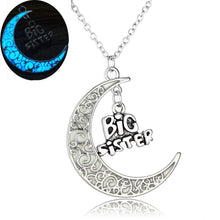 Glowing In the Dark Moon Pendant Necklaces Silver Plated Chain Letter Charm