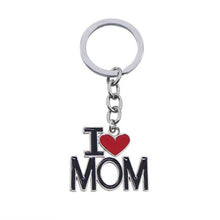 Creative I Love MOM DAD MAMA And PAPA Keychain Red Love Heart Pendant Key C
