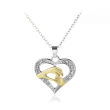Best Gift For Mother's Day Big Hand Hold Little Hands Crystal Heart Pendant