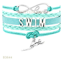 (10 PCS/Lot) Infinity Love Swim Mom Swimming Charm Bracelets For Women  Jew