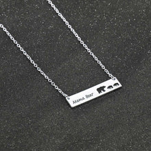 Fashion Mom and Children Jewelry Mama Bear Tag Engraved Animal Pendant Neck