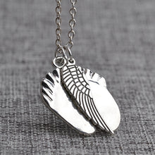 Long Silver Pendant Neckalce Women Love Mom Wing Feet Charm Statement Famil