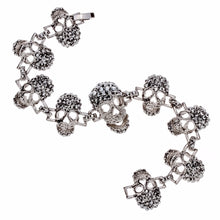 Skull skeleton chain bracelet women biker jewelry link bangle silver color