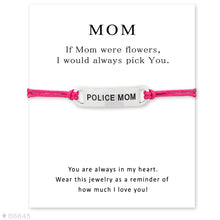 Custom  Silver Sign Police Mom Wish Card Bracelet for Women Girls Adjustabl