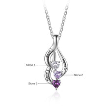 Personalized 925 Sterling Silver 3 Birthstone Necklace Pendants Birthday Mo