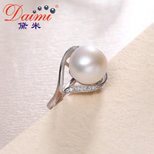 DAIMI Huge Pearl Ring 10 11mm White Freshwater Pearl & Sterling Silver Adju