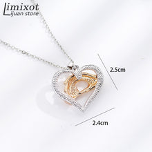 Beautiful Sparkle "Mother and Child's Hands" Pendant and Necklace Heart Nec