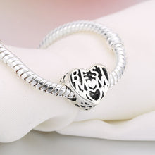 WYBEADS 925 Sterling Silver Hearts Best Mom Charms European Bead Fit Snake