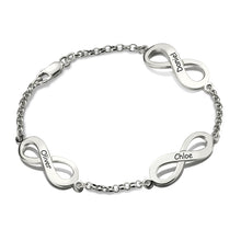 Personalized Infinity Name Bracelet Sterling Silver Custom Triple Infinity