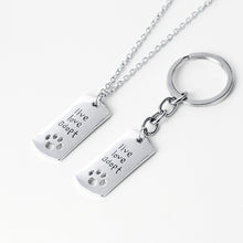 live love adopt Dog Tag keychains set Square keyring cat lover paw footprin