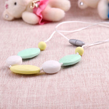 Oval Silicone Beads Teething Necklace Geometric Rainbow Plastic Food Grade