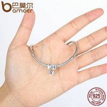 BAMOER 100% 925 Sterling Silver Love you baby Love Forever Heart Charm Fit