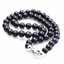 Real Freshwater Pearl Necklace for Wedding,Natural Black Pearl Necklace Rou