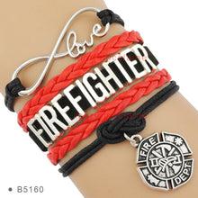 (10 PCS/lot) Infinity Love Firefighter Fire Fighters Bracelets Best Gift fo