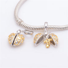 Fits Pandora Charms bracelet 925 Sterling Silver with Gold Color Mom Heart